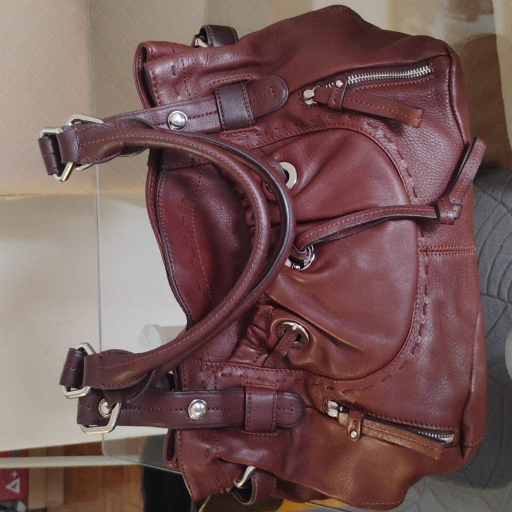 B Makowsky Brown Leather Shoulder Bag
